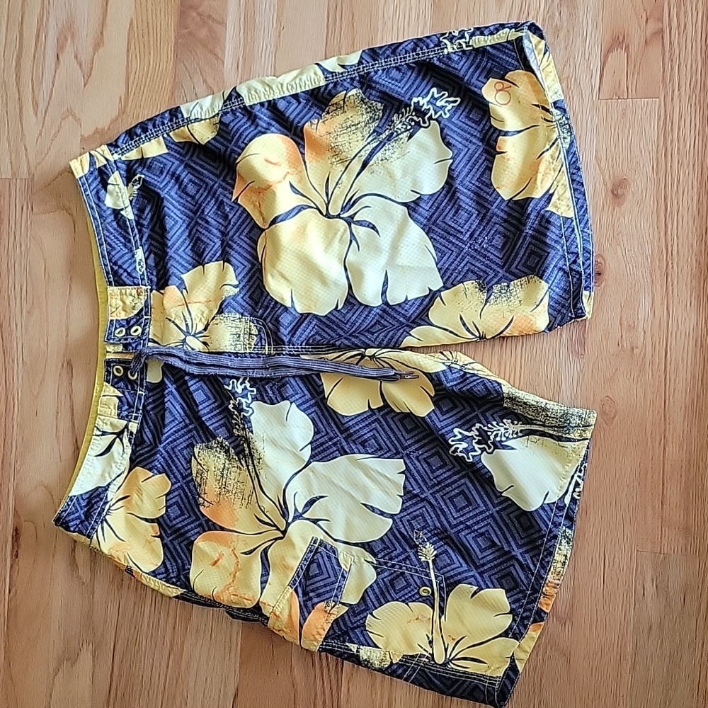 Yellow Floral Swim Trunks